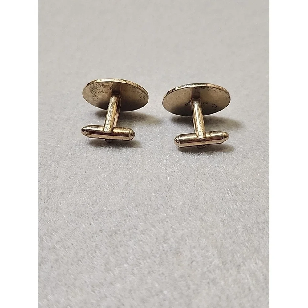 Gold Plated Cufflink Set with Engraved Vines - Vintage Cuff‎ Link Set